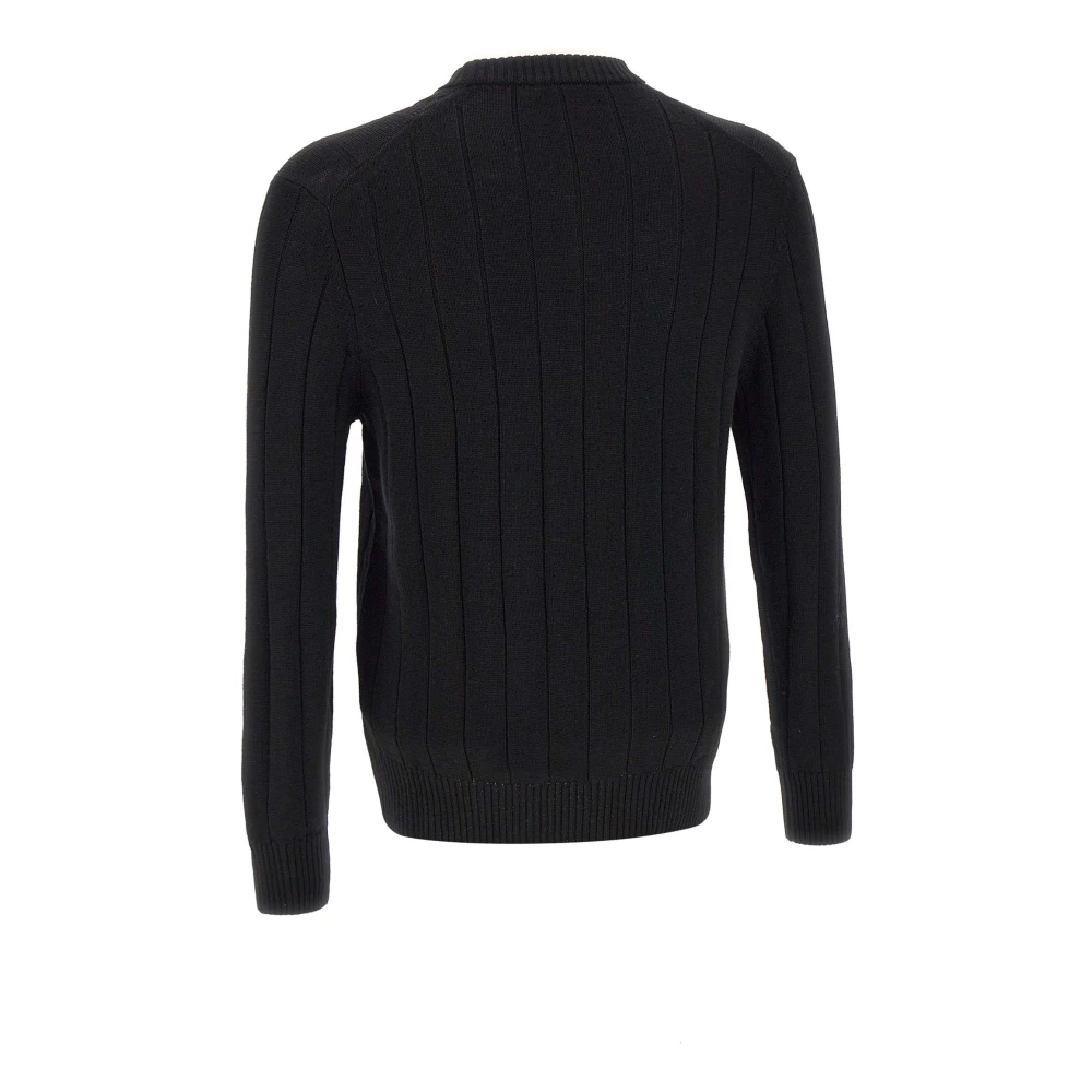 Paolo Pecora Zwarte Wol Crew Neck Sweater Black Heren
