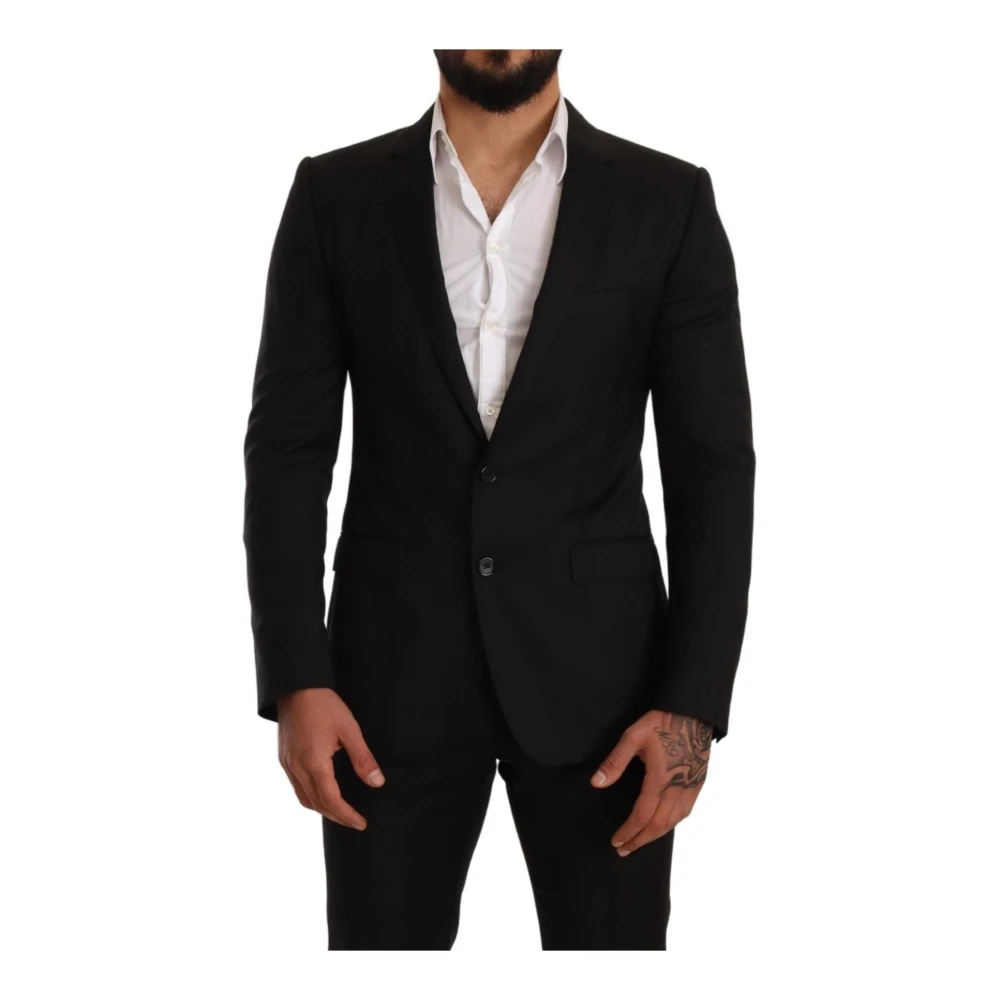 Dolce & Gabbana Svart rutig Martini Slim FIT 2-delad kostym Black, Herr