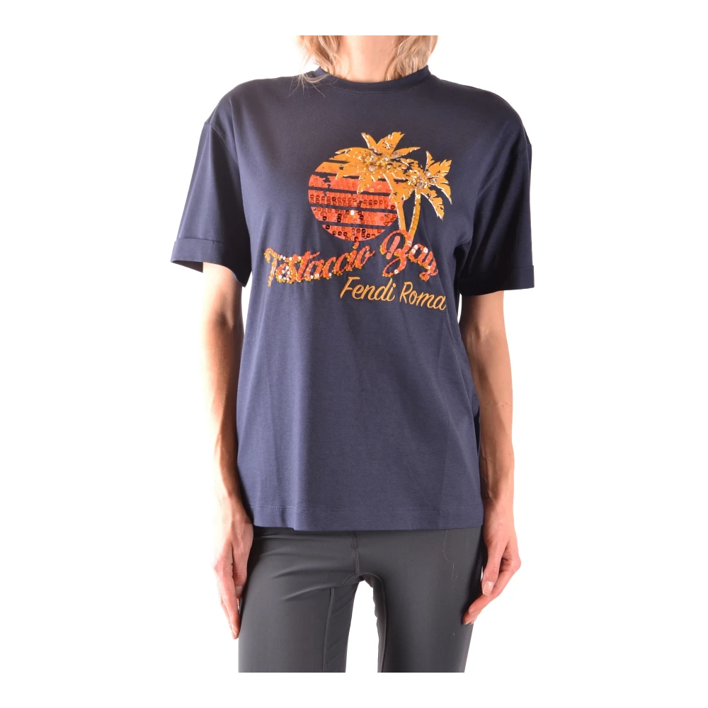 Fendi Women's Blue T-Shirts, Xs, Short Sleeve T-Shirt