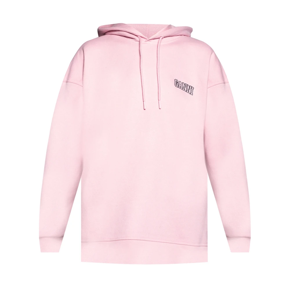 Ganni Broderad hoodie Pink, Dam