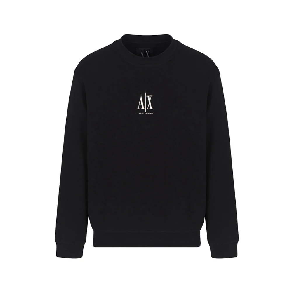 Armani Exchange , Sweatshirts, Male, Black, 2XL, Black Jumper Stylish Minimalist Design