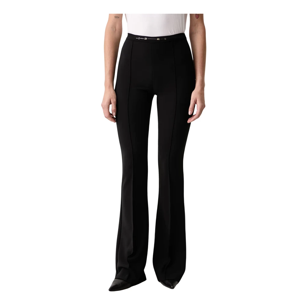 Elisabetta Franchi Damen Schwarz Stoffhose Pa-197-66E2-V290 Flared Leg - Bild 2