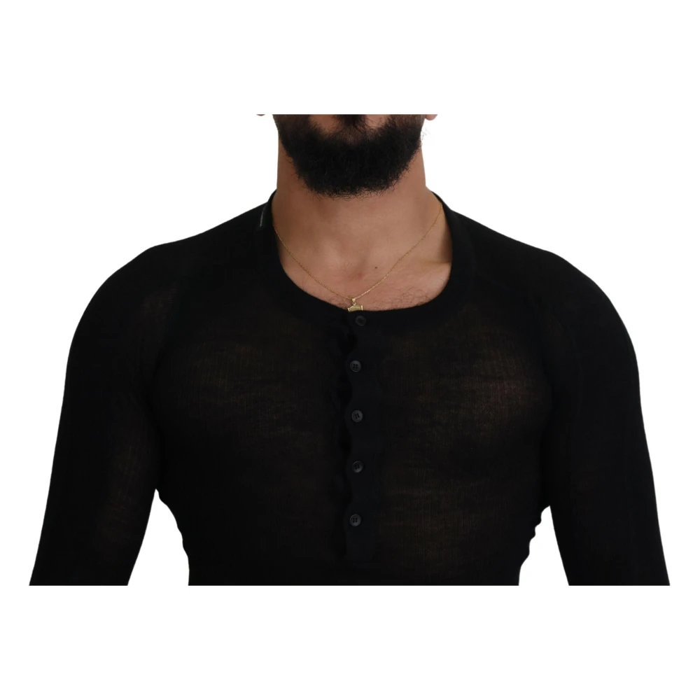 Dolce & Gabbana Luxe Zwarte Kasjmiertrui Black Heren