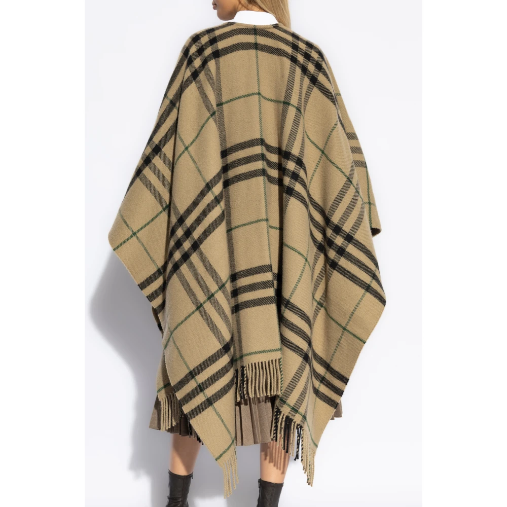 Burberry Poncho met franjes Beige Dames