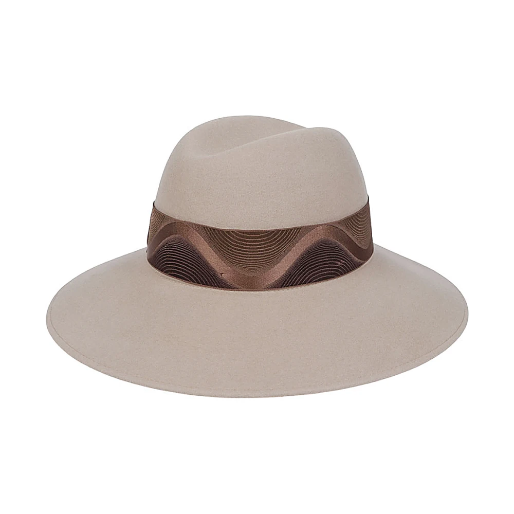 Borsalino Bruine wol kasjmier hoed met logoband Multicolor Dames