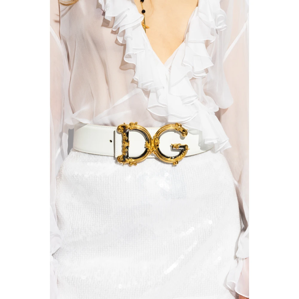 Dolce & Gabbana Leren riem White Dames