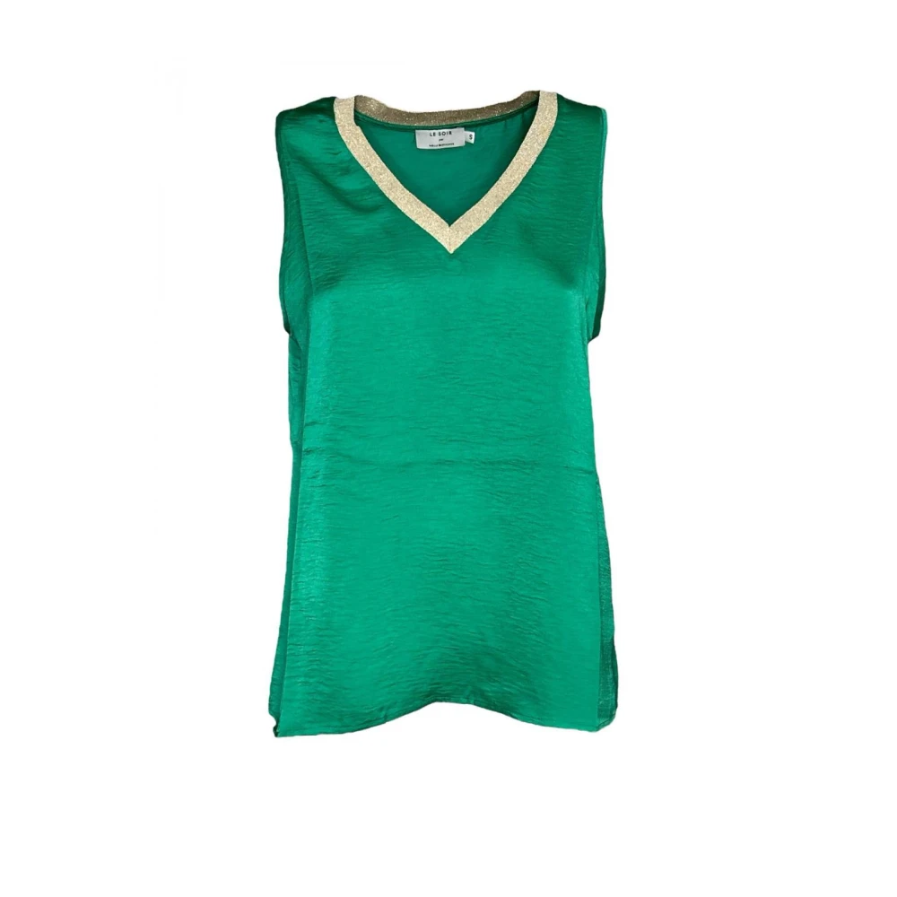 Molly Bracken Groene Polyester Tanktop met Gouden Rand Green Dames