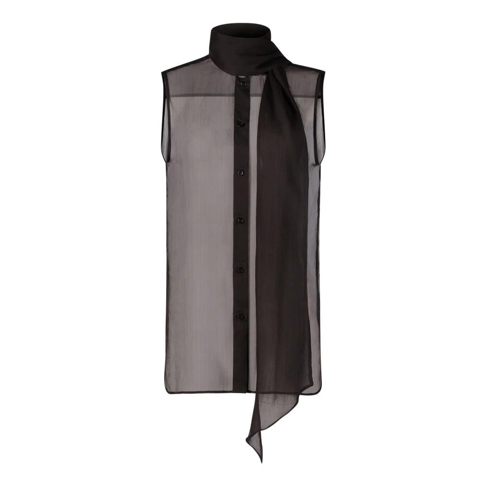Nina Ricci Zwarte Mouwloze Strik Shirt Black Dames