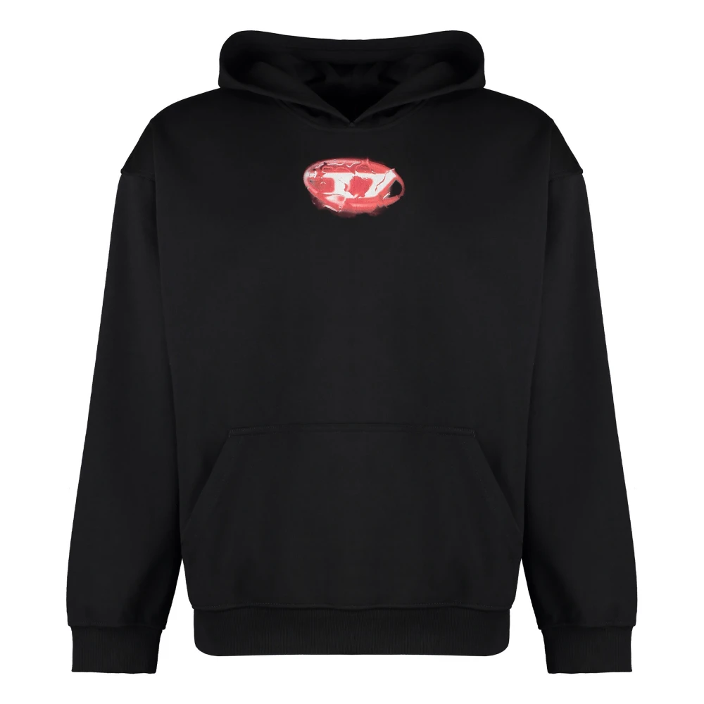 Diesel Zwarte trui met ovale capuchon Black Heren
