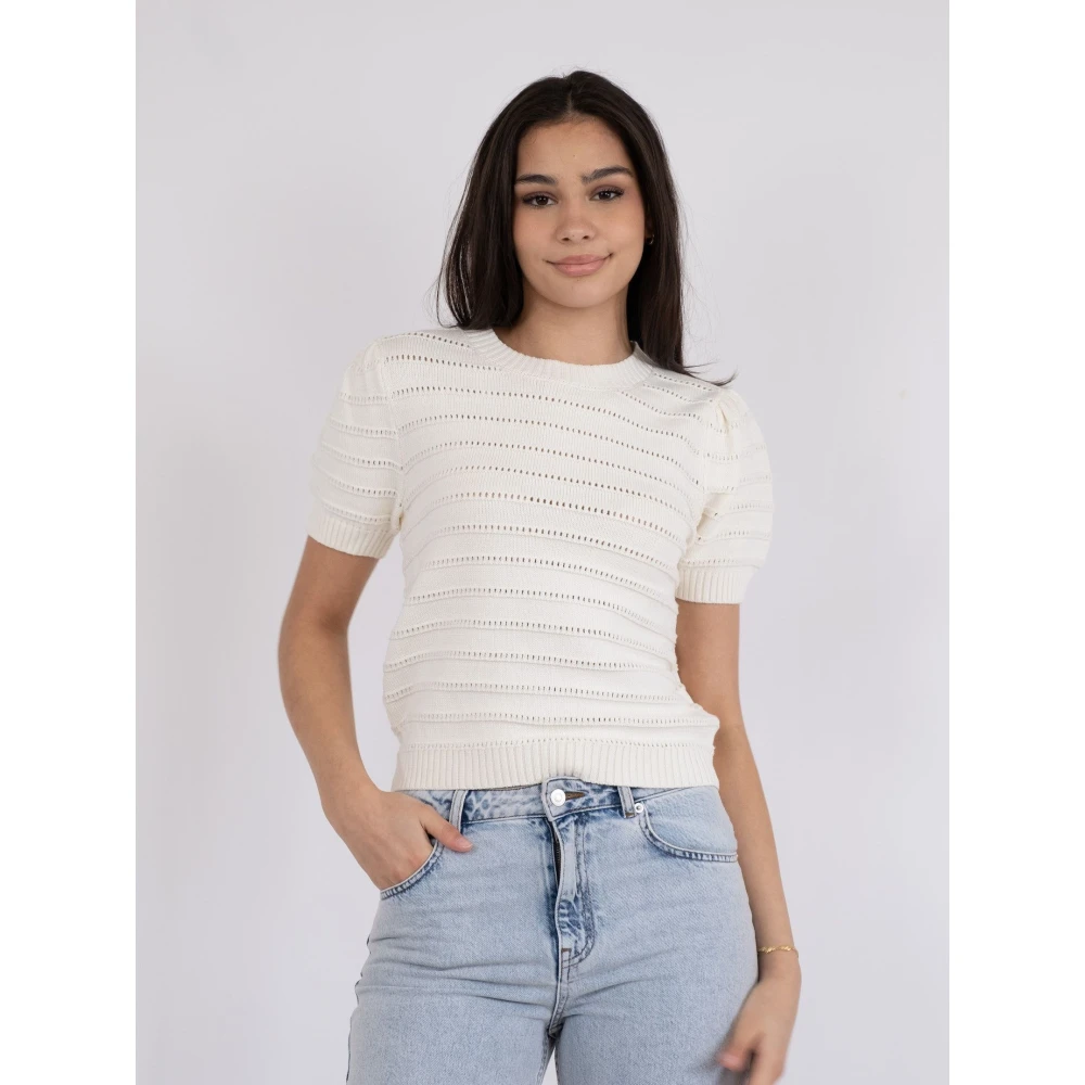 NEO NOIR Off-White Stitch Gebreide Blouse White Dames