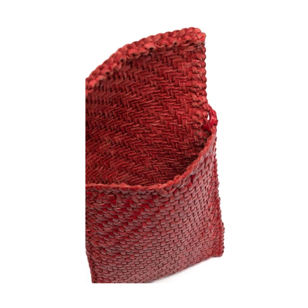 Dragon Diffusion Rode Leren Gevlochten Telefoonhoes Tas Red Dames