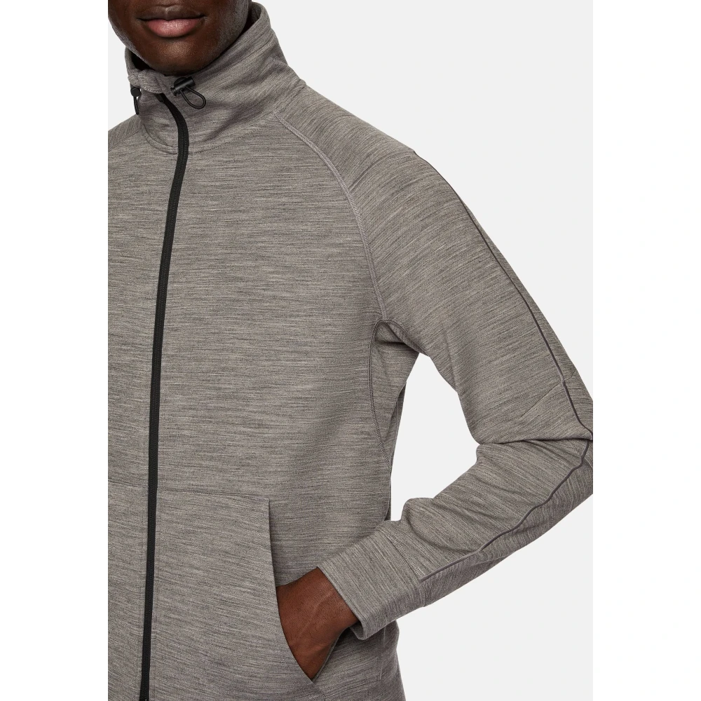 Boggi Milano Full-Zip Hoodie in Lichtgewicht Wolmix Scuba Gray Heren
