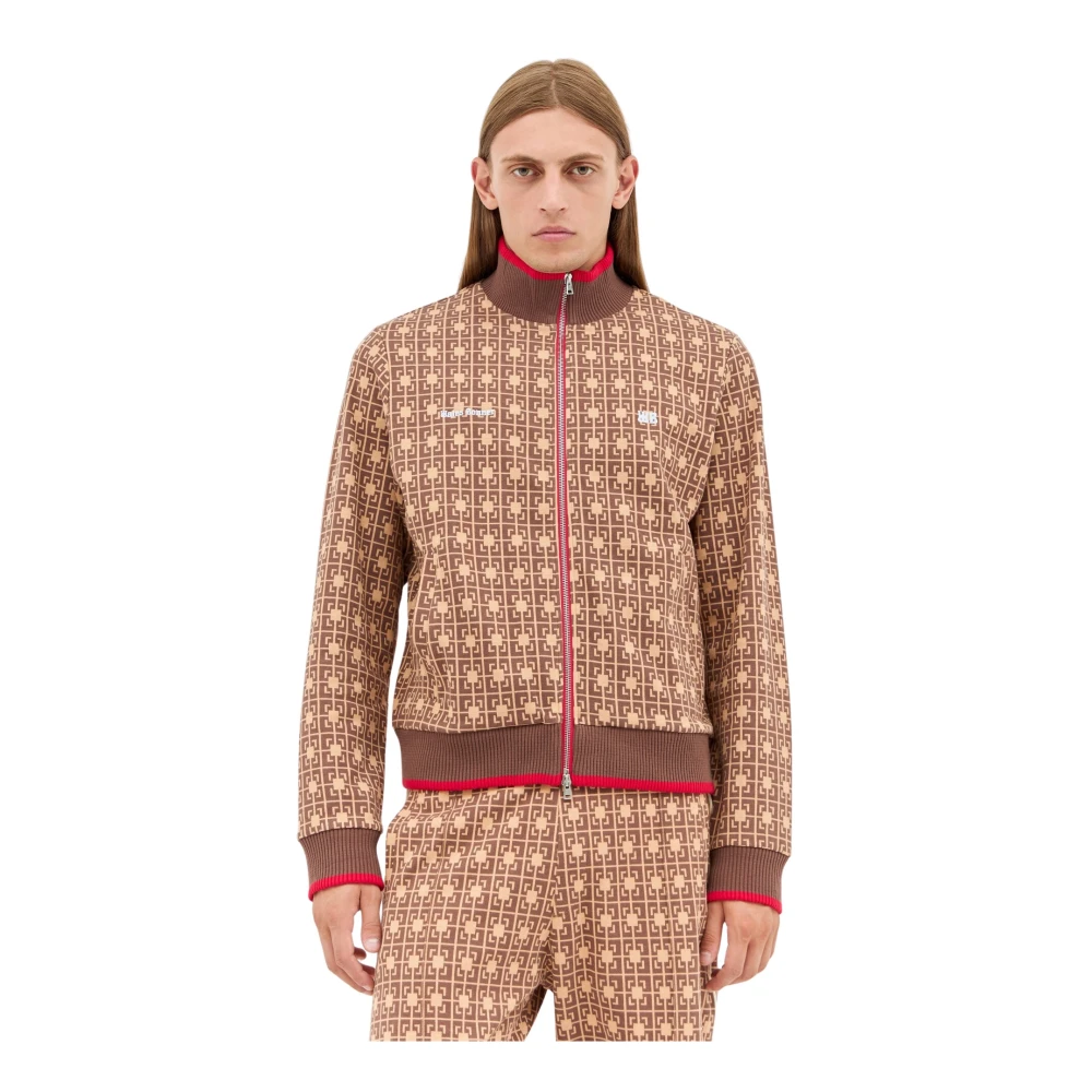Wales Bonner Grafische Jacquard Zip-Up Sweatshirt Brown Heren