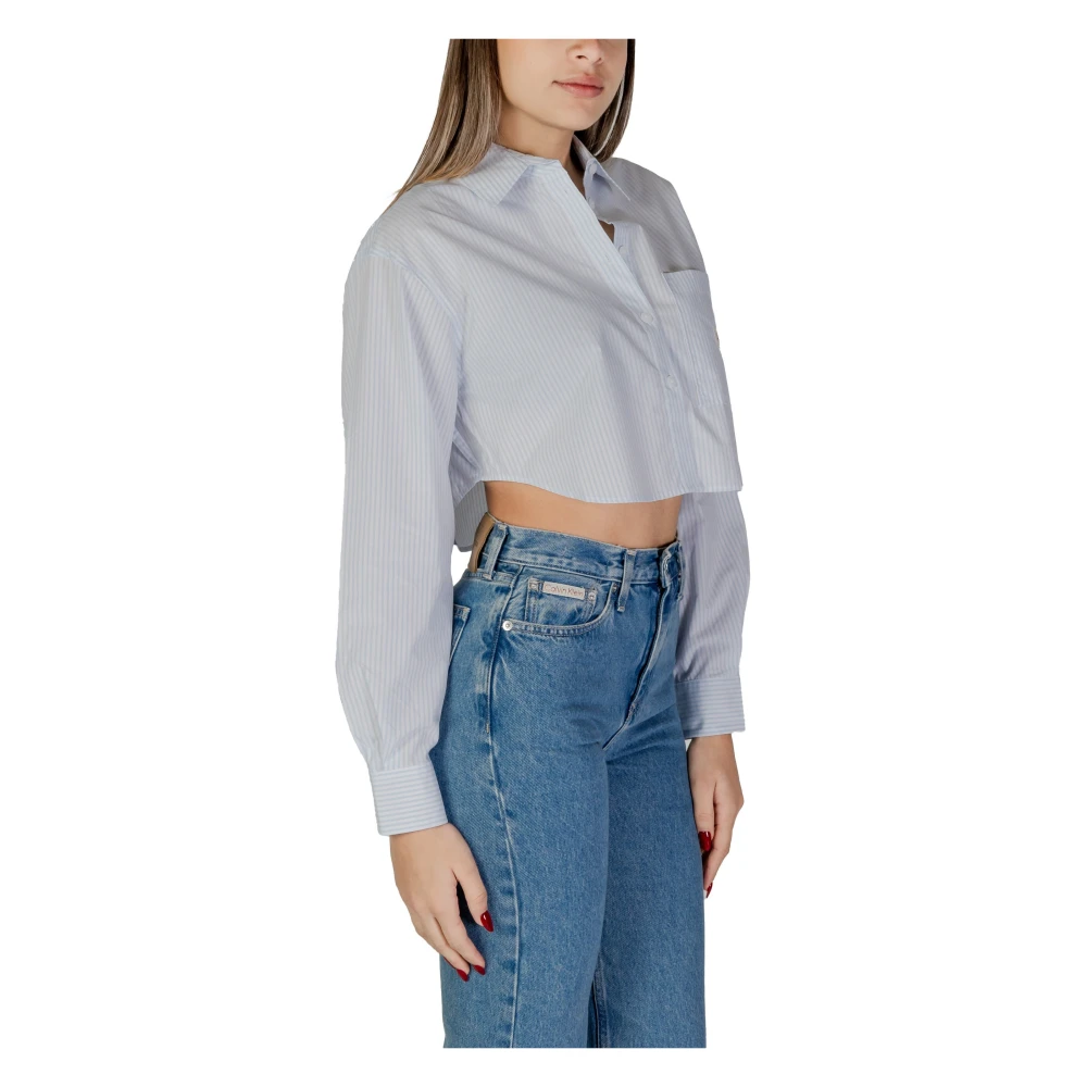 Calvin Klein Jeans Pinstripe Button-Up Shirt Vrouwen Lichtblauw Blue Dames