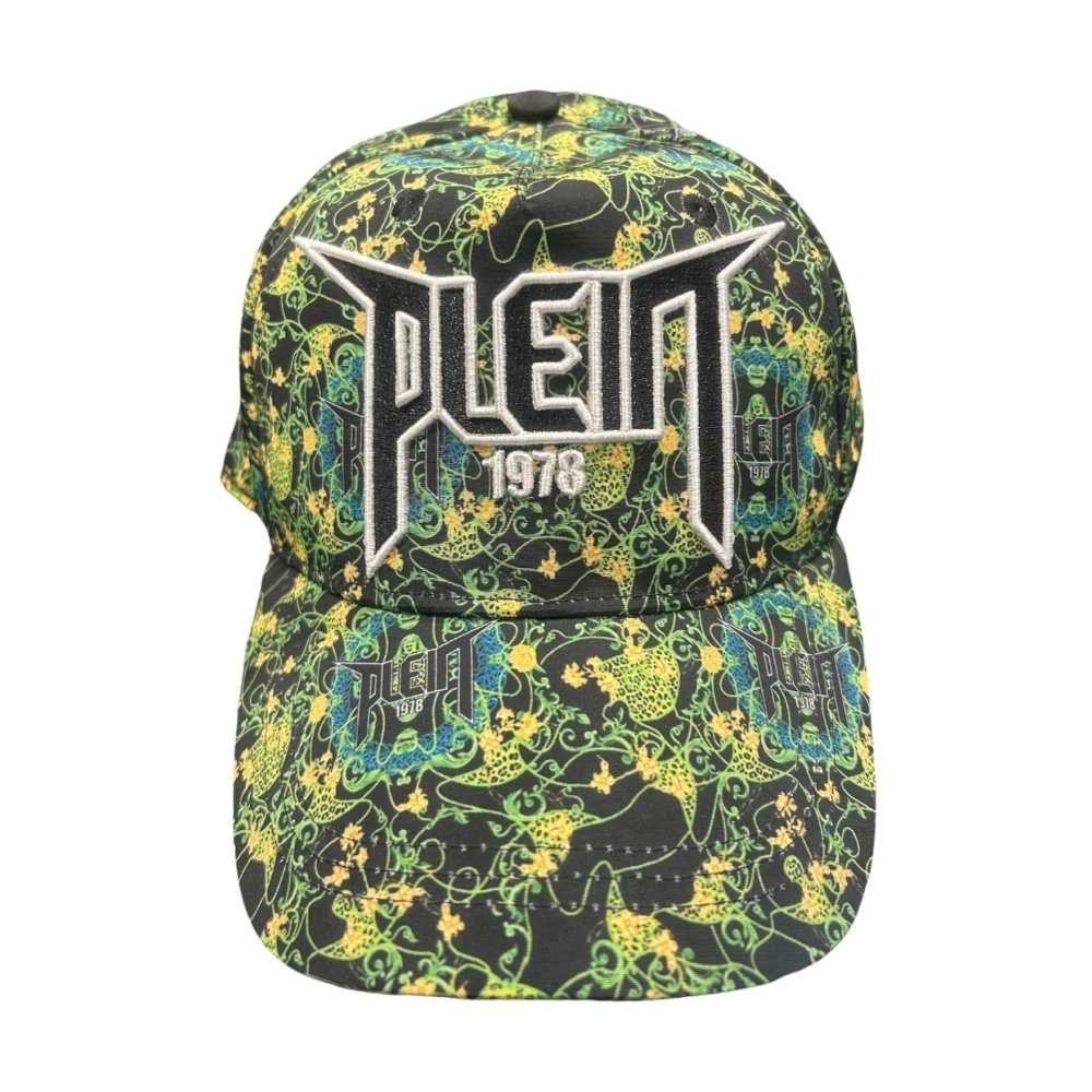 Philipp Plein Zwarte All Over Print Pet met Geborduurd Logo Multicolor Heren