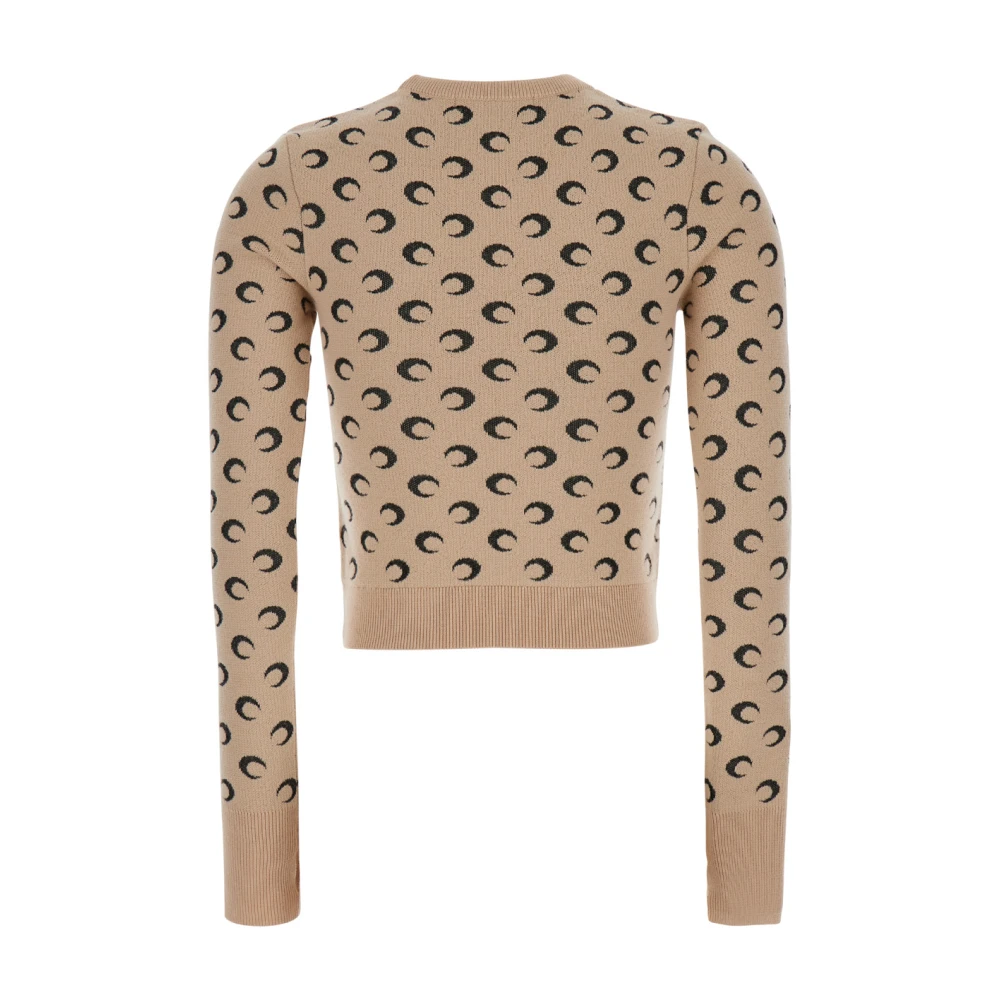 Marine Serre Maan Jacquard Sweater Beige Dames