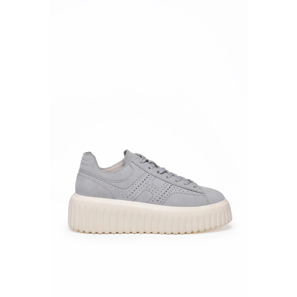 Hogan H-Stripes Allacciato in Suede Dames Schoenen Grijs