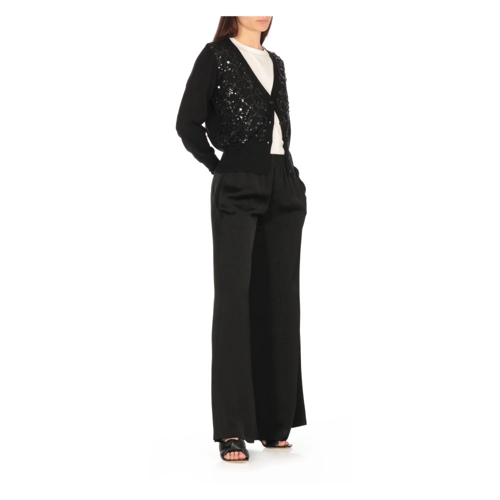Fabiana Filippi Zwart Wolmix Vest Pailletten Details Black Dames