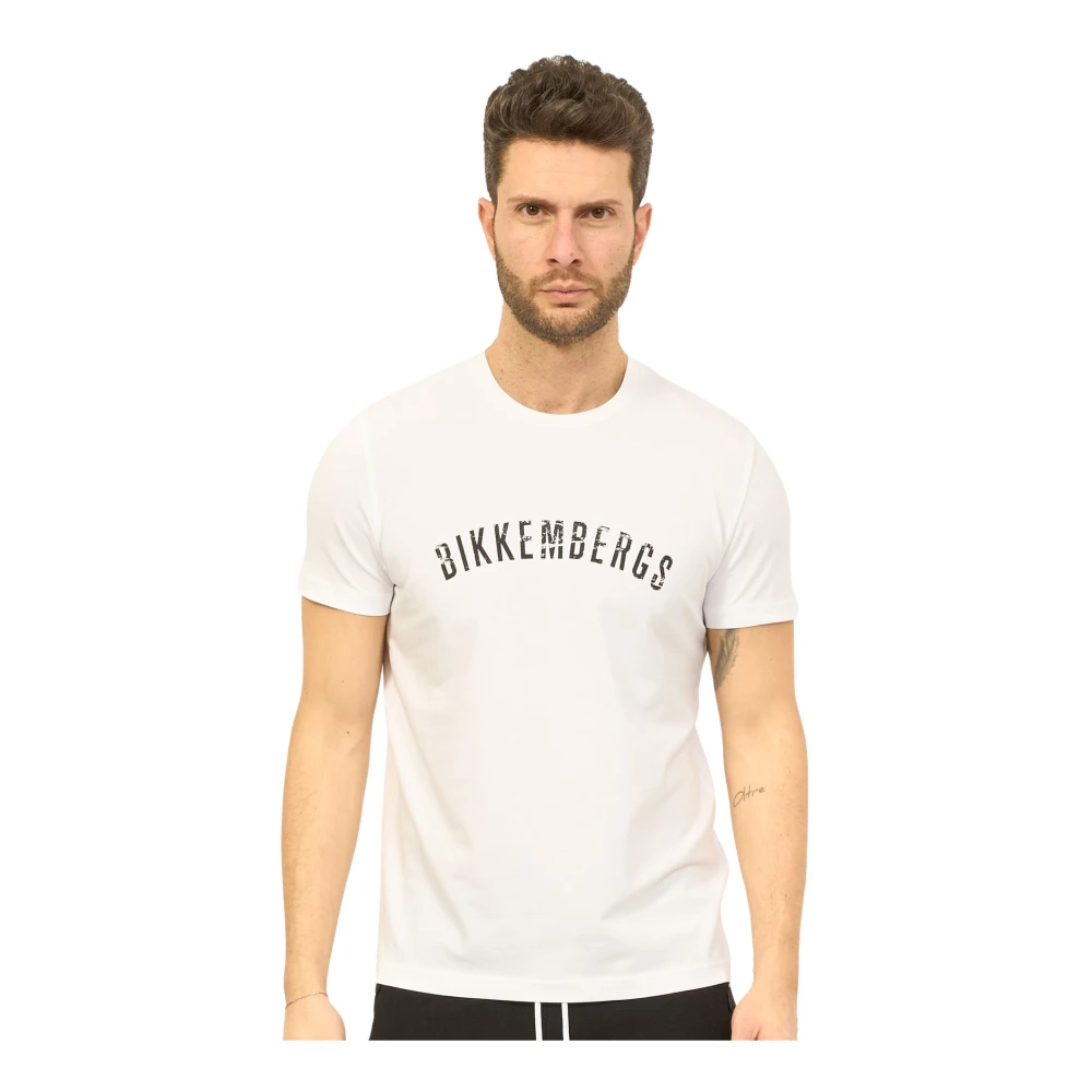 Bikkembergs Witte Katoenen Ronde Hals Logo T-shirt White Heren