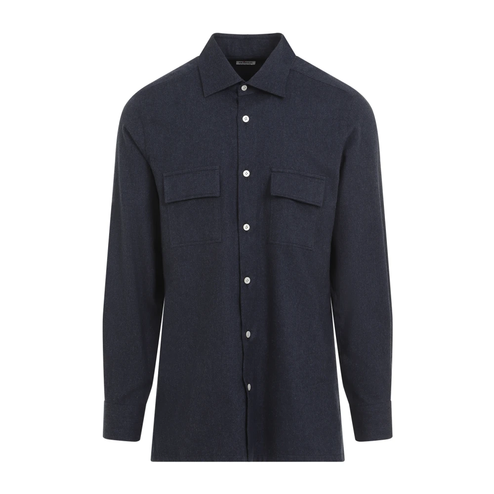 Kiton Blauw Katoenen Overhemd Elegante Stijl Blue Heren