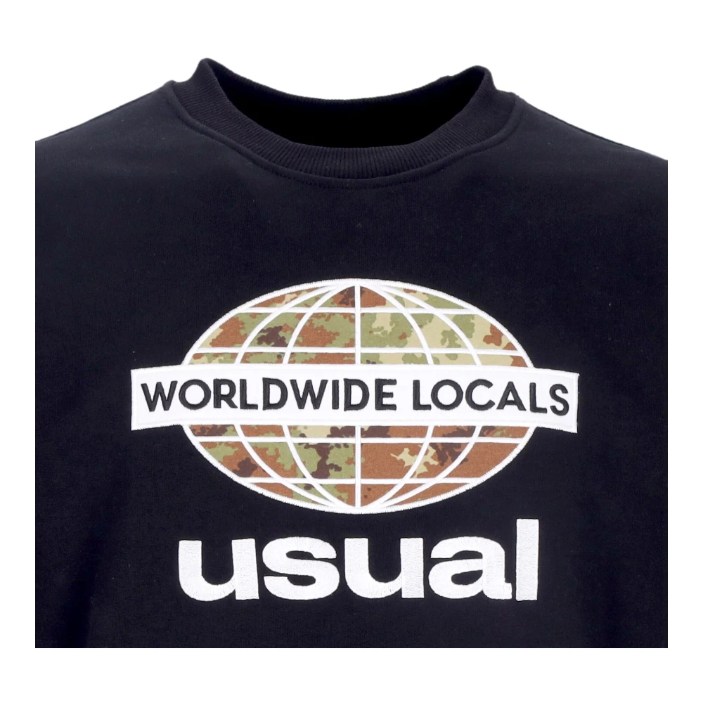 Usual Lokale Crewneck Zwarte Sweatshirt Black Heren