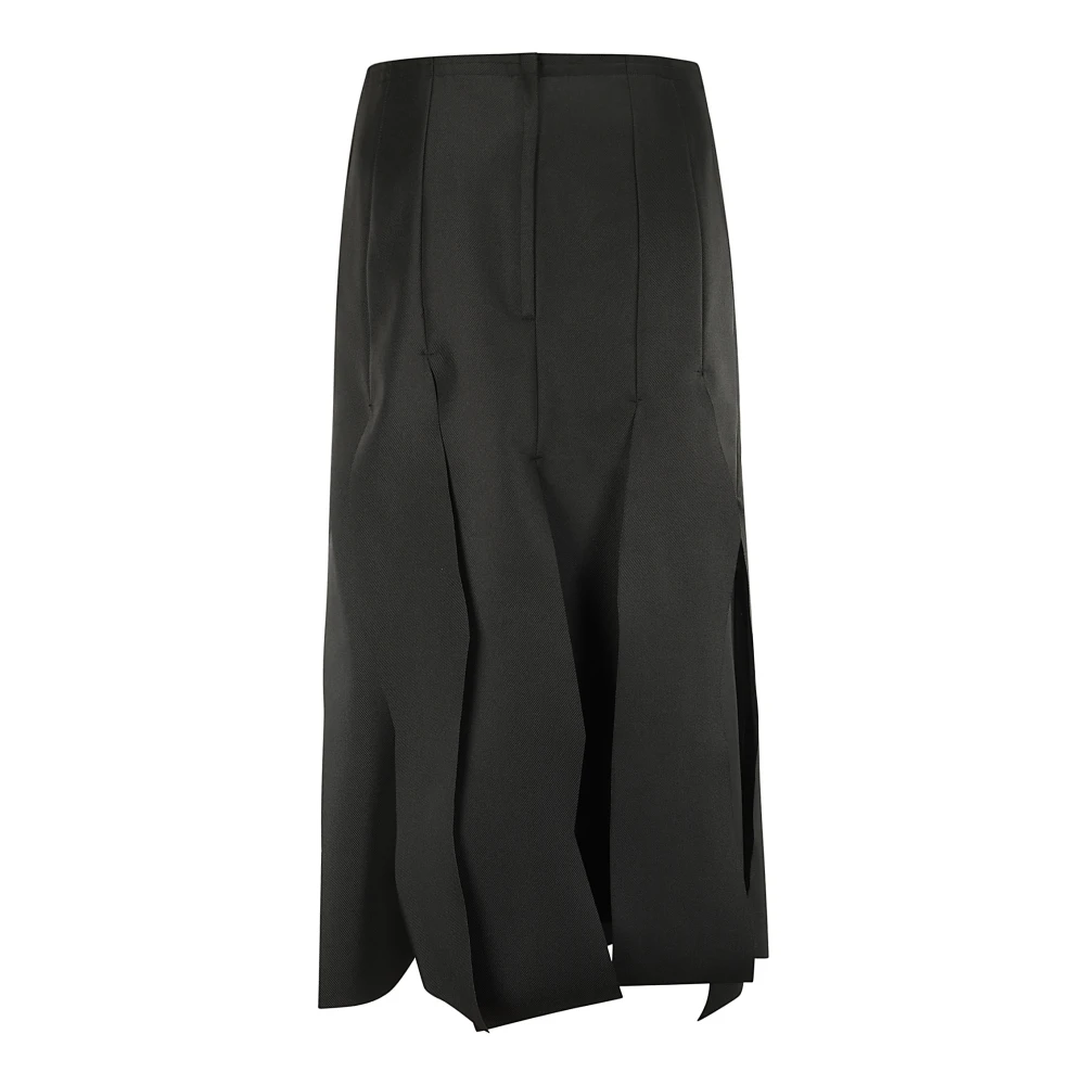 Comme des Garçons Zwarte Ruwe Stof Gepaneelde Midi Rok Black Dames