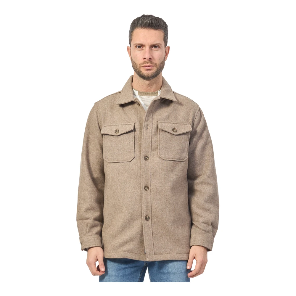 YES ZEE Heren oversized shirt van wolmix Beige Heren
