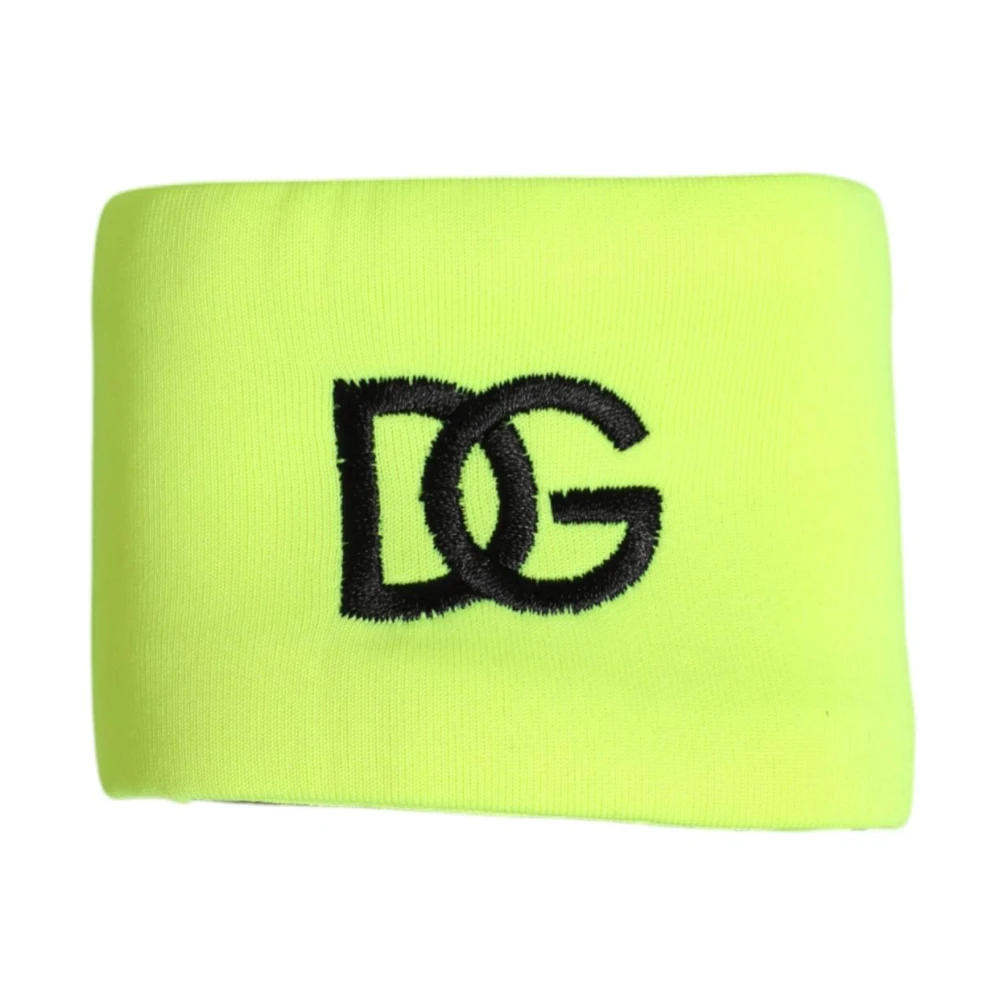 Dolce & Gabbana Men's Yellow Running Accessories, One Size, Silk Dg Logo Wristband