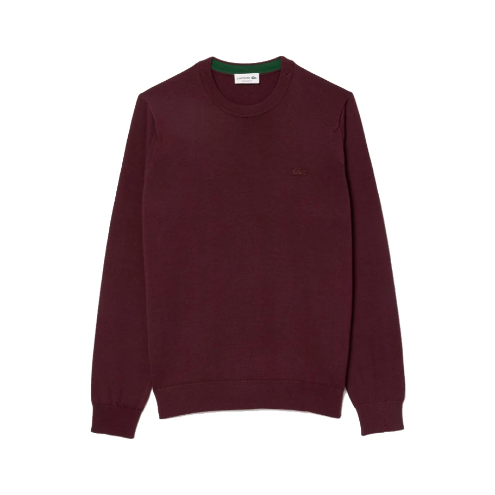 Lacoste Men's Red Round-Neck Knitwear,, Merino Wool Round Neck Pullover 2XL