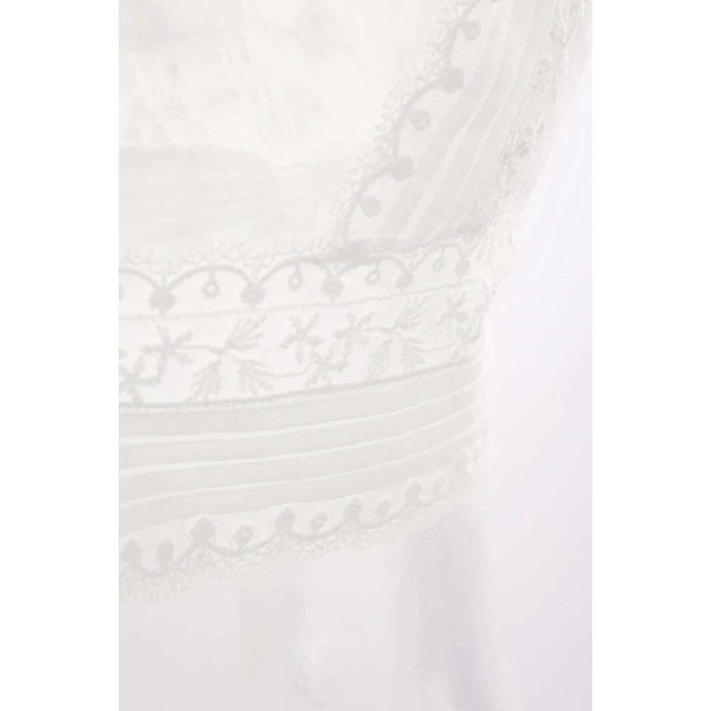 Ermanno Scervino Wit Katoenen Kantentop met Plooien White Dames