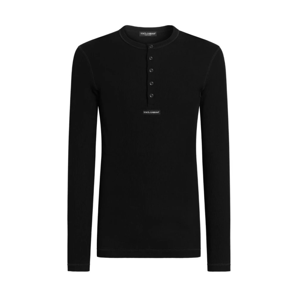Dolce & Gabbana Black Long Sleeve T-Shirts, Male, Xl, T-Shirts And Polos