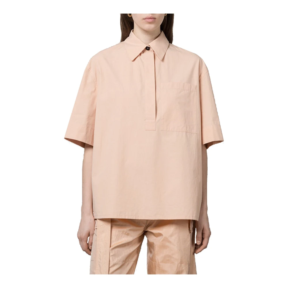 Jil Sander Katoenen overhemd met voorzak Pink Dames