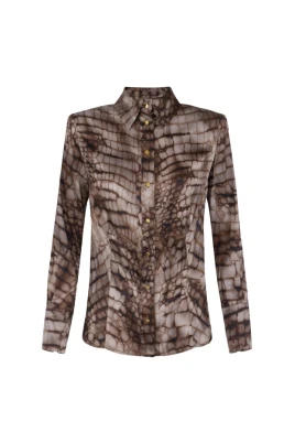 Satinblus med alligatorprint