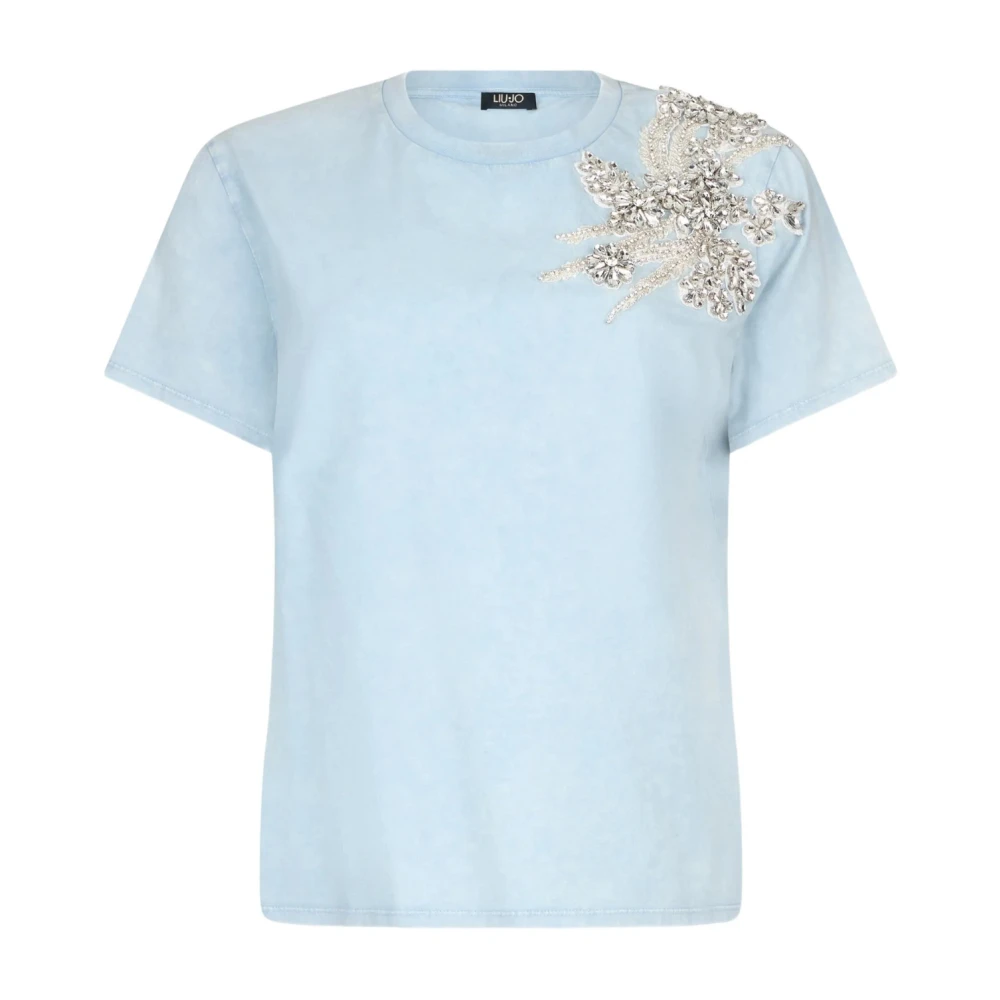 Liu Jo Women's Blue T-Shirts, Xs, T-Shirt With Jewel Embroidery