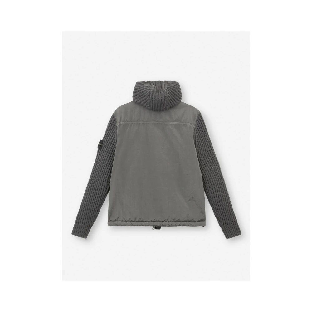 Stone Island Metallic Nylon Hoodie met Afneembare Capuchon Gray Heren