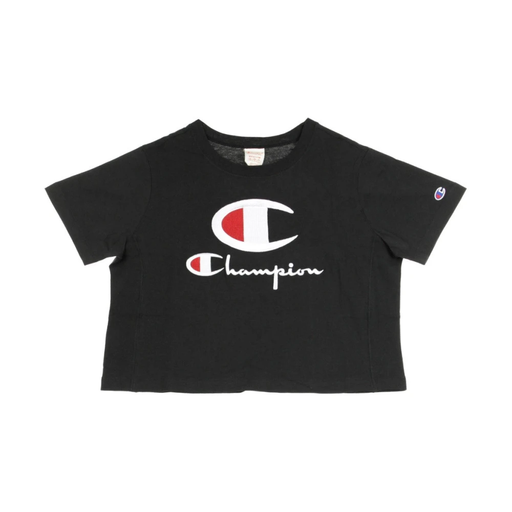 Champion Women's Black Croptop Crewneck T-Shirt - T-Shirts - M - Tops