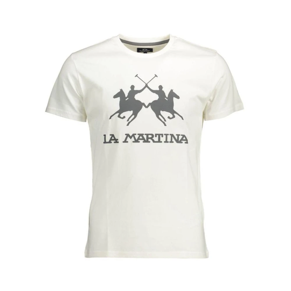 La Martina Men's White Classic Fit Cotton T-Shirt With Print - T-Shirts - Xl - Tops