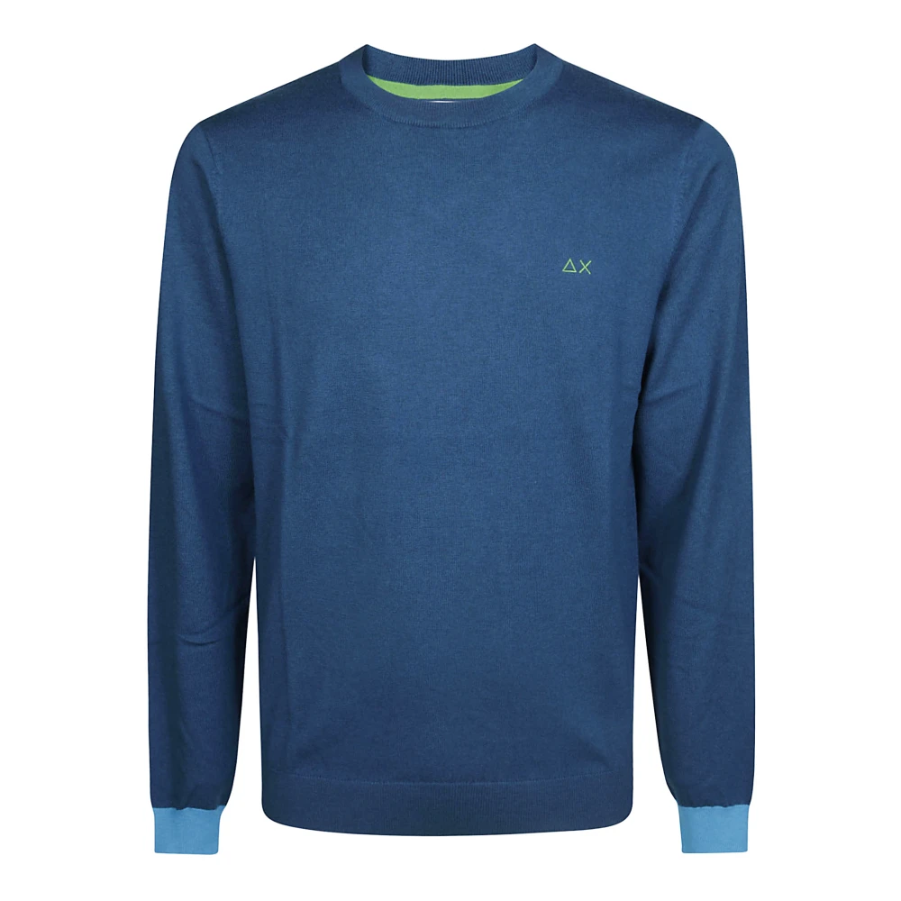 Sun68 Contrast Ronde Elleboog Mouw Top Blue Heren