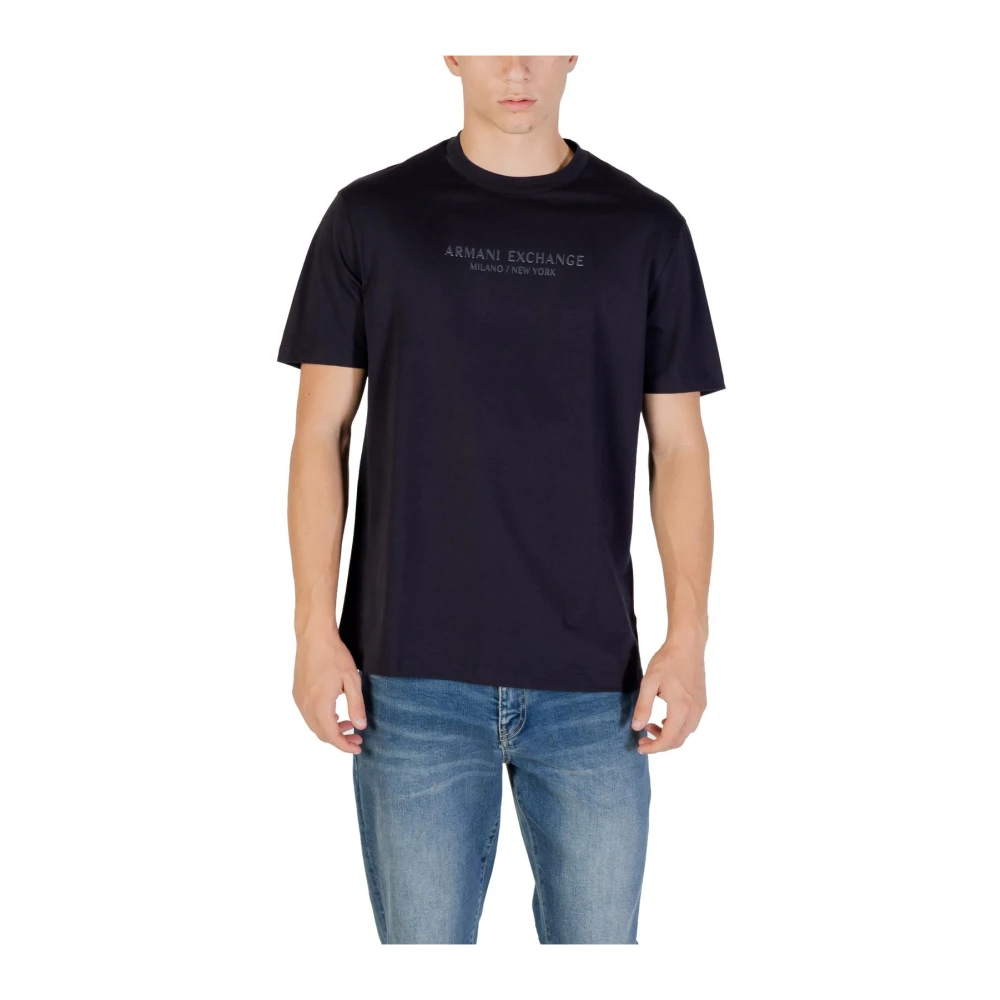Armani Exchange Men's Blue T-Shirts, Xs, Printed Short Sleeve Round Neck T-Shirt