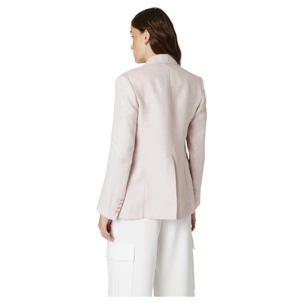 Eleventy Dubbelborstige Lange Linnen Jas Pink Dames