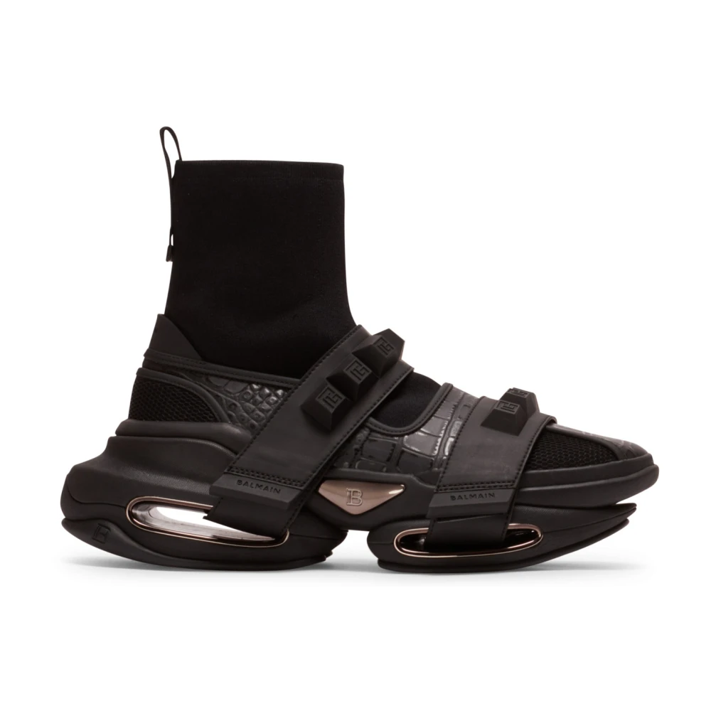 Balmain B-Bold gebreide hoge sneakers Black Heren