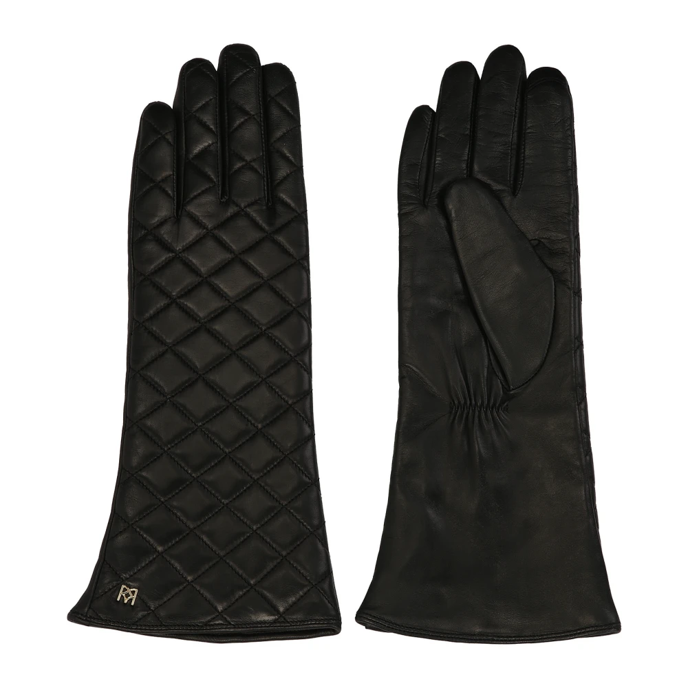 Kazar Zwarte leren handschoenen met verlengd profiel Black Dames