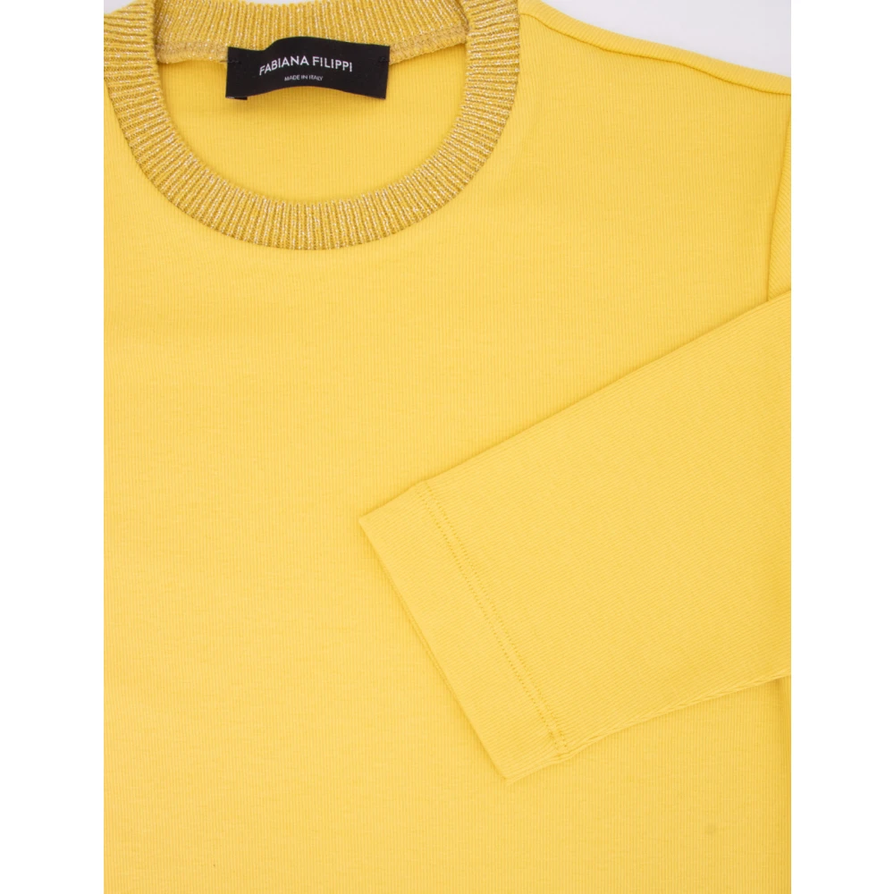 Fabiana Filippi Geribbeld Katoen Slim Fit T-shirt Orange Dames