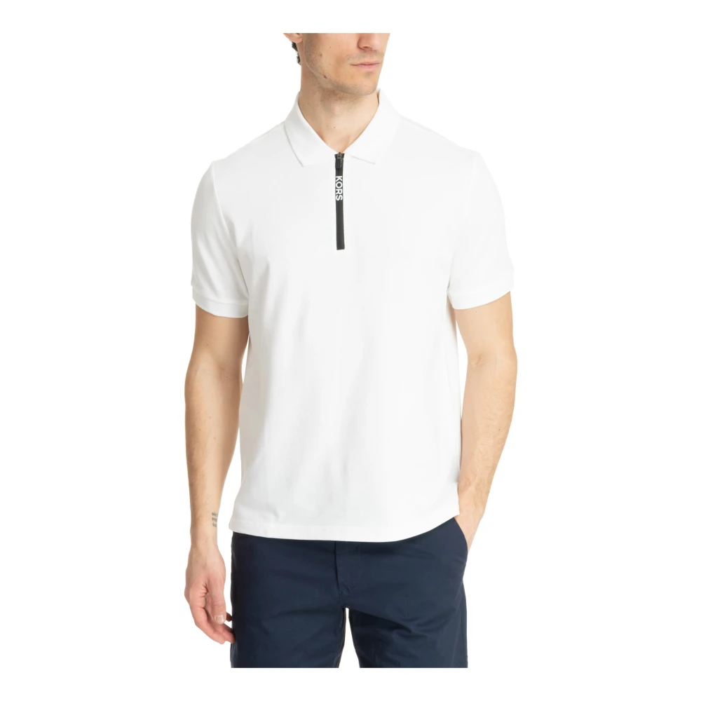 Michael Kors Polo Shirt met Ritssluiting en Logo Details White Heren