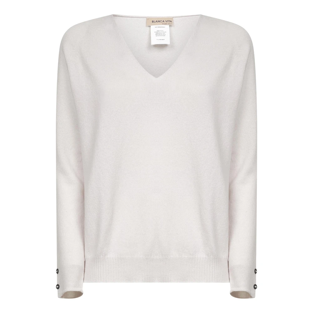 Blanca Vita Jumpers - Female - V-Neck Knitwear - Beige - S - Knitwear