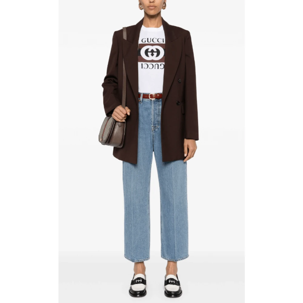Gucci Blauwe Cropped Denim Jeans Blue Dames