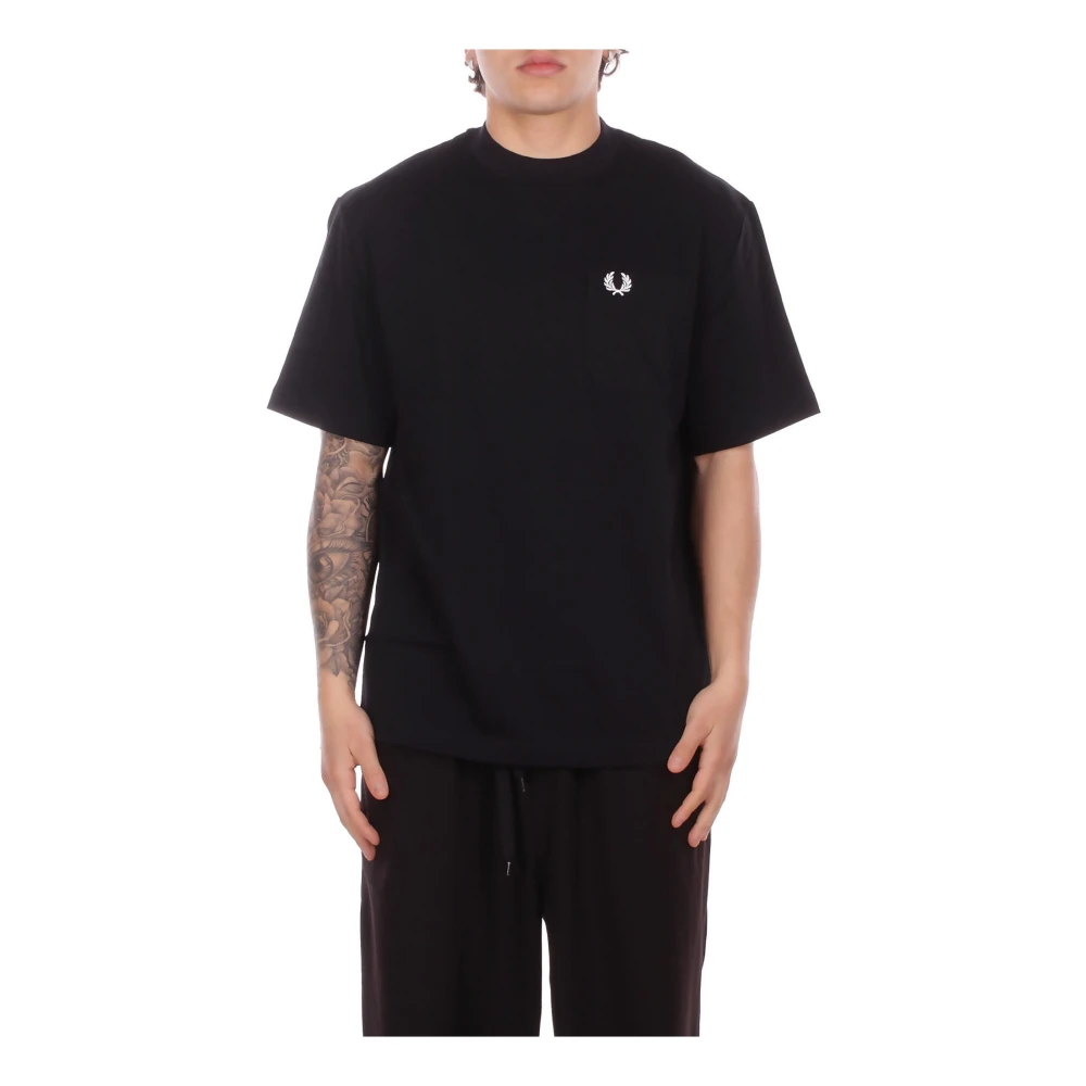Fred Perry Men's Black T-Shirts, M, Front Logo T-Shirt