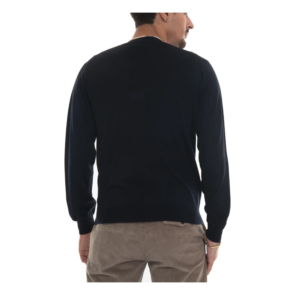 Hindustrie Slim Fit Merino Wool Button Cardigan Blue Heren