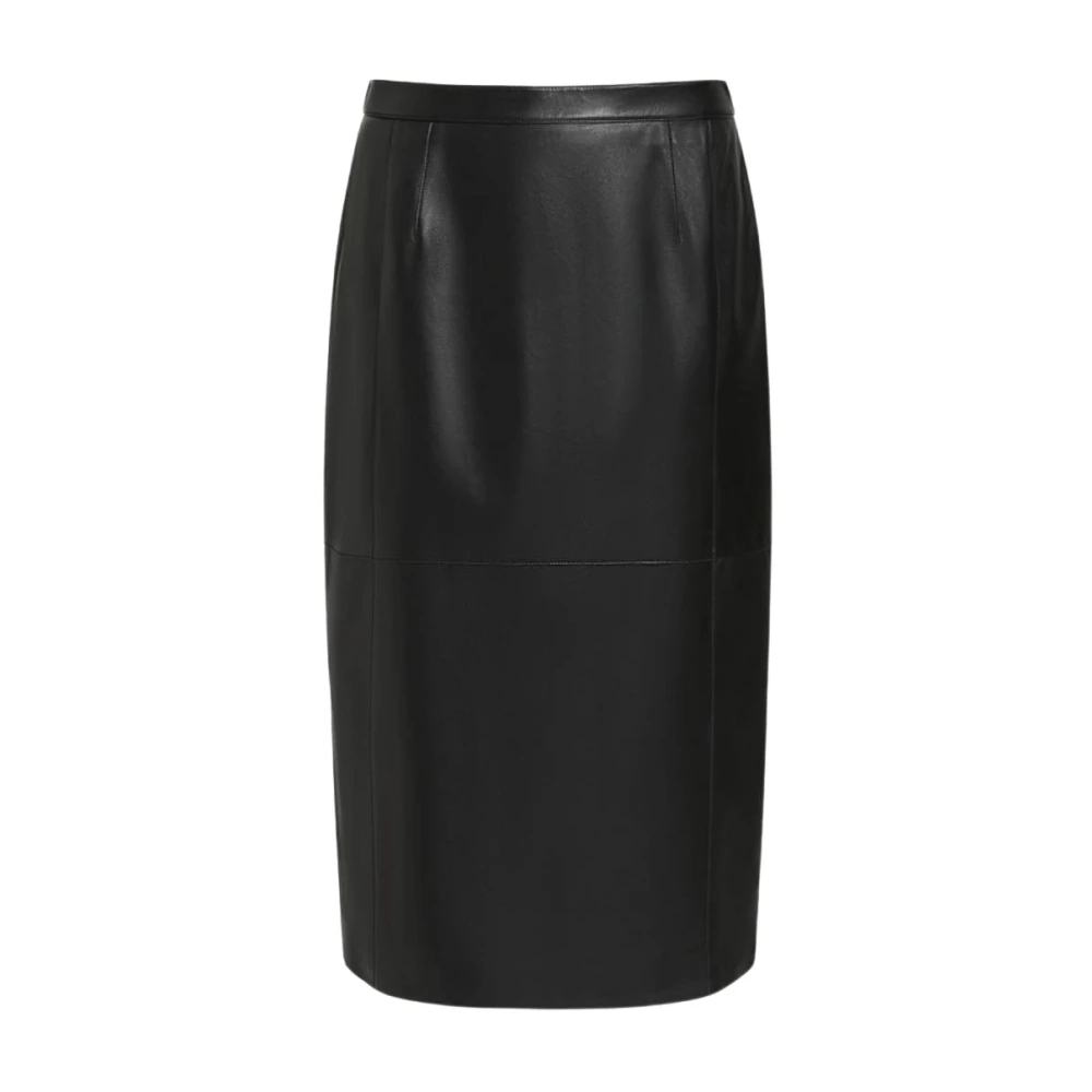 Marina Rinaldi Elegante leren kokerrok Black Dames