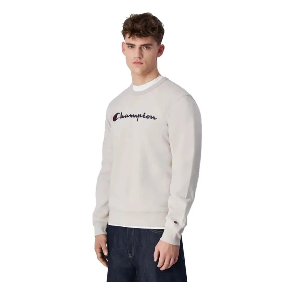 Champion Crewneck Hoodie Beige, Herr